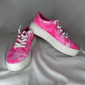Roxy Sheilahh Women's Sneaker Pink Canvas Tie Dye Platform Sole Size 9
